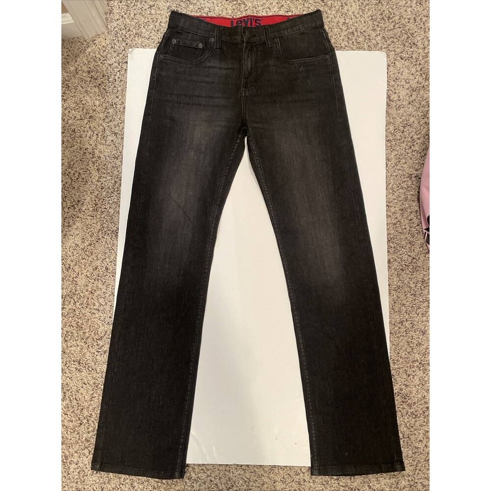 Levi's Youth 514 Jeans Straight Cut Black Denim Size 16 Reg 28x30